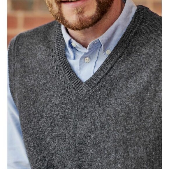Hart Schaffner Marx Extra Fine Merino Wool Sweater Vest 3XT Gray Big Tall Preppy - Picture 1 of 7